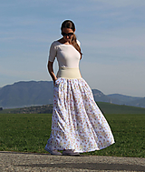 Sukne - Dlhá viskózová sukňa bielo-krémová - 16545475_