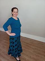 Oblečenie na dojčenie - Tričko na dojčenie petrolejové s margarétkami - 16547623_