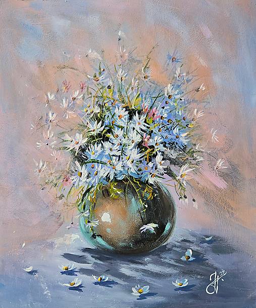 Obraz "Lúčne kvety v džbáne", 37x44 cm