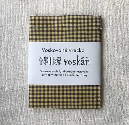 Príbory, varešky, pomôcky - FILKI voskáň - voskované vrecko 30 cm - farebné varianty (hnedo-biele malé káro) - 16545459_