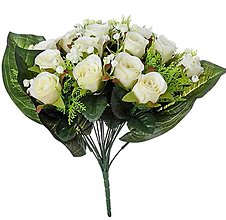 Iný materiál - Kytica bielych ruží so zeleňou 40cm - dekorácia - 16549276_