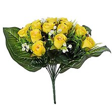 Iný materiál - Kytica žltých ruží so zeleňou 40cm - dekorácia - 16549304_