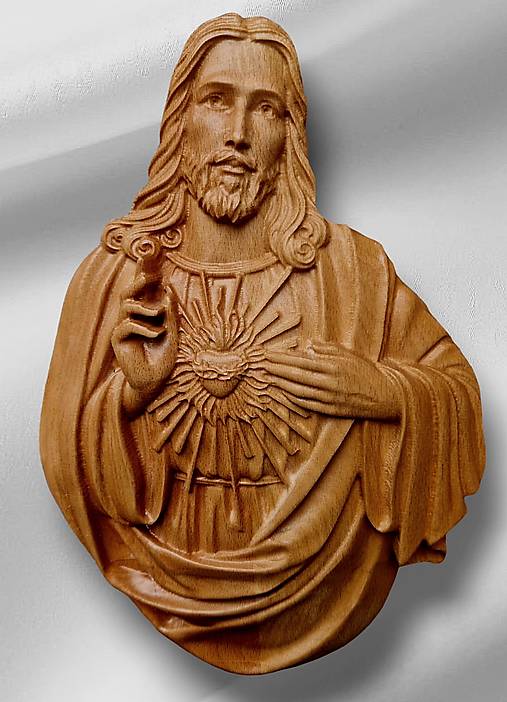 Dekorácie - 3D Drevorezba Ježiš Kristus - 16548802_