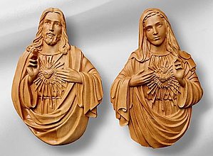 Dekorácie - 3D Drevorezba Panna Mária a Ježiš Kristus - 16548824_