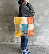 Veľké tašky - ŠACHOVNICA farebná kožená taška - 16549571_