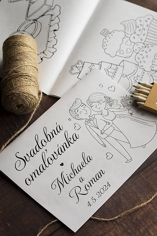 Papiernictvo - Svadobná omaľovánka čiernobiela - Postavičky III. ❤ - 16550110_
