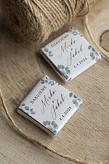 Darčeky pre svadobčanov - Svadobné čokoládky "Eukalyptus" - 16550151_