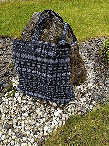 Nákupné tašky - Nákupna skladacia taška Čičmany  (Čierna) - 16548662_