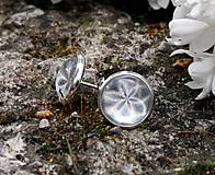 Náušnice - Náušnice malé napichávačky - strieborný (holografický) kvet §114 - 16548539_