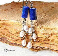 Náušnice - Lapis lazuli s perlami - náušnice - 16548874_