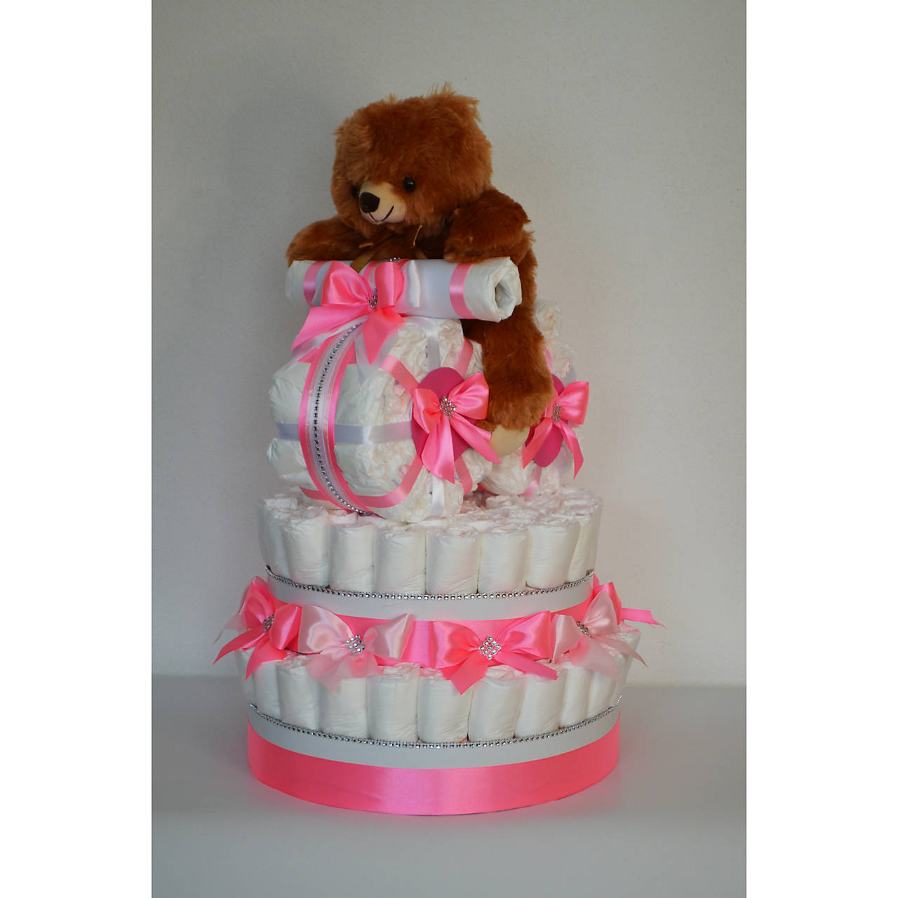 Plienková torta - MOTORKA na podstavci ružová