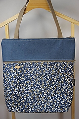 Nákupné tašky - Taška riflová, modré kytičky - 16551492_