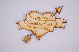 Darčeky pre svadobčanov - Svadobná  drevená magnetka gravírovaná 0029 - 16551919_
