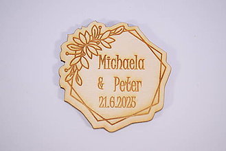 Darčeky pre svadobčanov - Svadobná  drevená magnetka gravírovaná 0032 - 16551942_