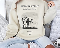 Mikiny - Literárna mikina Búrlivé Výšiny / Emily Bronte - v slovenčine (Béžová) - 16551280_
