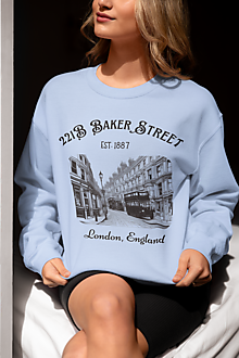 Mikiny - Literárna mikina 221B Baker Street / Sherlock Holmes - v angličtine (Bledomodrá) - 16551306_