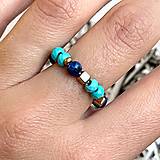 Prstene - Elastic Tyrkenite Lapis Lazuli Ring / Elastický prsteň lapis, tyrkenit E034 - 16555430_