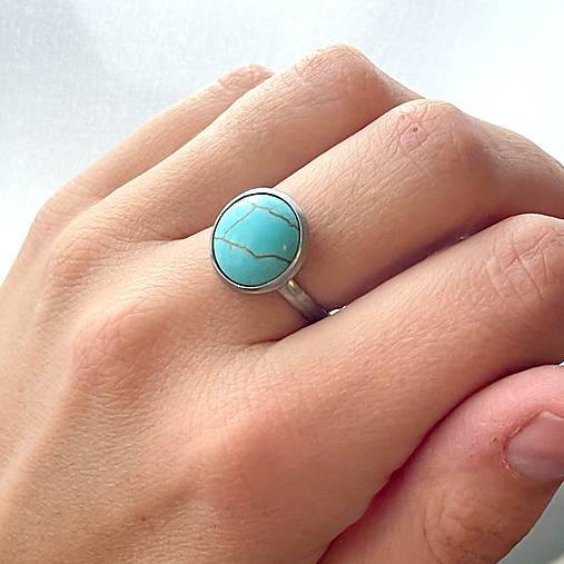 ZĽAVA 50% Tyrkenite Stainless Steel Ring / Elegantný prsteň s tyrkenitom z chirurgickej ocele E034