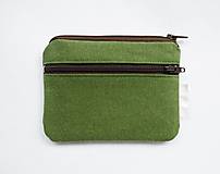 Peňaženky - Mini peňaženka (+zadný zips) - Kvety na zelenej (ručna maľba) - 16554839_