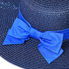 Čiapky, čelenky, klobúky - Polly - tmavo modrý slamený klobúk s výberom stuhy (modrá kráľovská) - 16556145_