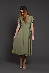 Sukne - Zavinovacia sukňa bambusová olivová Alica - 16552904_