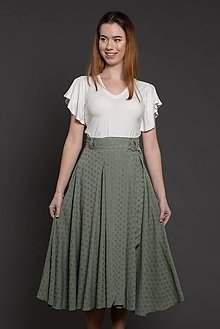 Sukne - Zavinovacia sukňa madeira olivová Alica - 16553007_