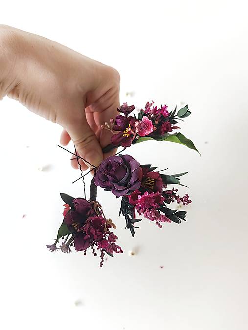 Kvetinové vlásenky "purpurový závoj"