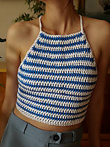 Topy, tričká, tielka - BASIC BEACH (XS) háčkovaný top dvojfarebný - 16554906_