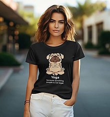 Topy, tričká, tielka - Dámske tričko - Yoga Dog - 16555870_