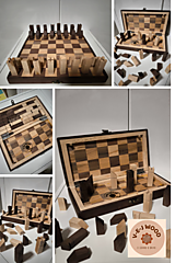 Iné - Drevený šach s drevenými figúrkami - 16553915_
