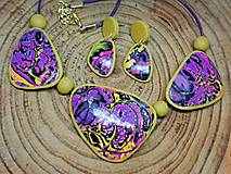 Sady šperkov - Mokumé fialovo žltá sada - 16554114_