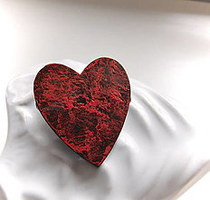 Brošne - drevené srdce brošňa láva - 16556522_