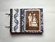 Papiernictvo - Romantická kniha hostí - svadobný album Modrotlač folk A5 - 16556834_