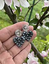 Náušnice - *Black pearl blossom love* - 16556852_