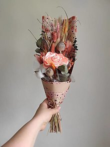Dekorácie - Kytička pestrých sušených kvetov vhodná ako DARČEK  (Oranžová) - 16557950_