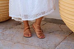 Ponožky, pančuchy, obuv - Kožené sandále LISSOS - prírodná farba - 16558789_