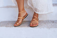 Ponožky, pančuchy, obuv - Kožené sandále LISSOS - prírodná farba - 16558792_
