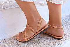 Ponožky, pančuchy, obuv - Kožené sandále LISSOS - prírodná farba - 16558793_