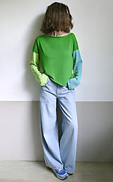 Svetre a kardigány - pulover-buretový hodváb,zeleno-žltý - 16557157_