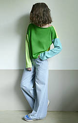 Svetre a kardigány - pulover-buretový hodváb,zeleno-žltý - 16557161_
