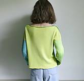 Svetre a kardigány - pulover-buretový hodváb,zeleno-žltý - 16557169_