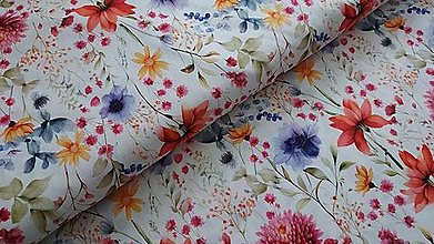 Textil - Bavlnená látka s kvetmi (Farebné kvetinky) - 16560736_