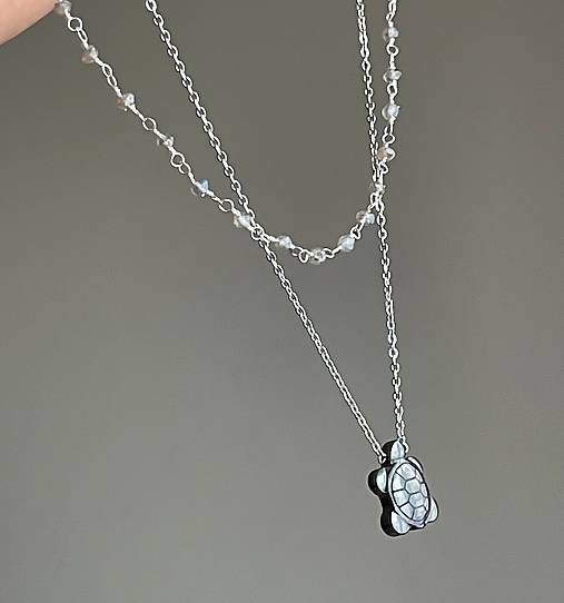 Steel Hematite Turtle Necklace / Oceľový náhrdelník s korytnačkou - hematit E035