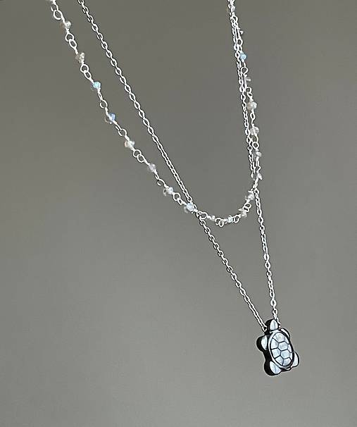Steel Hematite Turtle Necklace / Oceľový náhrdelník s korytnačkou - hematit E035