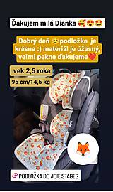 Detský textil - VLNIENKA Podložka do autosedačky Joie Stages 0-25  kg 100% MERINO TOP SUPER WASH Natural Líšky Mint - 16561643_