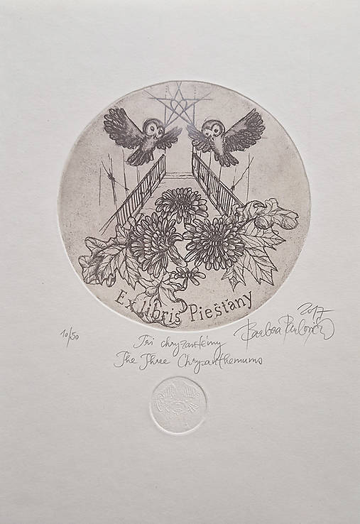 Grafika - Tri chryzantémy (bez farby, bez obálky) - 16560454_