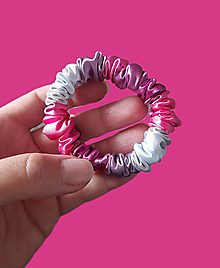 Ozdoby do vlasov - Saténová  scrunchies růžový mramor - 16559003_
