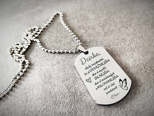 Náhrdelníky - Prívesok s retiazkou s textom: Dcérka, nikdy nezabudni...od otca (Ako prívesok s retiazkou 4 x 2 cm) - 16559640_
