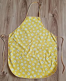 Iné oblečenie - Darček pre pani kuchárku - zástera rôzne vzory (Žltá s margarétkami) - 16560175_