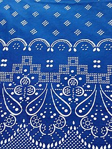 Iné oblečenie - Darček pre pani kuchárku - zástera rôzne vzory (Modrá folk s ornamentami a kosoštvorcami) - 16560181_